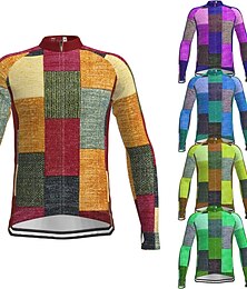 abordables -Hombre Maillot de Ciclismo Manga Larga Bicicleta Maillot Camiseta con 3 bolsillos traseros MTB Bicicleta Montaña Ciclismo Carretera Transpirable Secado rápido Dispersor de humedad Bandas Reflectantes