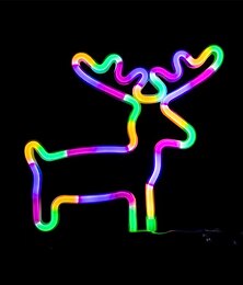 abordables -Lampe de nuit néon en forme de cerf alimentée par piles AAA alimentée par USB lumière décorative