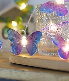 abordables -Guirlande lumineuse LED en forme de papillon 3m-20leds 1.5m-10leds guirlande lumineuse alimentée par batterie fête de jardin décoration de salle de vacances de mariage
