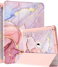 cheap -Tablet Case Cover For Apple iPad 10th Generation-2022 10.9 inch, iPad 9th 8th 7th Generation 10.2 inch 2021 2020 Pencil Holder Trifold Stand Magnetic Marble Plastic PU Leather Full Body Protective