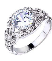 cheap -Ring Party Geometrical Silver Alloy Donuts Simple Elegant 1pc Cubic Zirconia / Women's / Wedding / Gift