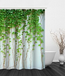 abordables -rideau de douche avec crochets, plante florale vert clair aquarelle feuilles sur la plante supérieure avec décoration florale de salle de bain pouces avec crochets