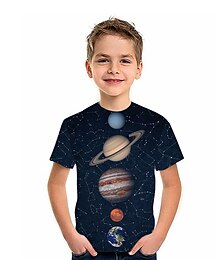 cheap -Boys 3D Galaxy T shirt Short Sleeve 3D Print Summer Spring Active Sports Fashion Polyester Kids 3-12 Years Outdoor Daily Indoor Regular Fit