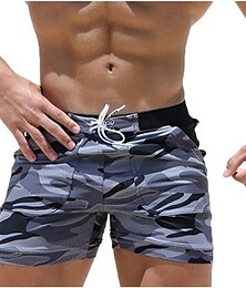 billiga -Herr Boardshorts Badshorts Sommarshorts Beach Shorts Lappverk Elastisk midja Kamuflasje Snabb tork Kort Dagligen Gym Badning Elegant och modernt Ledig / Sportig Blå Ljusgrå Microelastisk