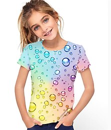 billiga -Flickor 3D 3D Print T-shirt Kortärmad 3D-tryck Sommar Vår Aktiv Mode söt stil Polyester Barn 3-12 år Utomhus Dagligen Inomhus Normal