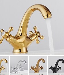 cheap -Bathroom Sink Faucet,Classic Electroplated / Painted Finishes Centerset Two Handles One Hole Bath Taps