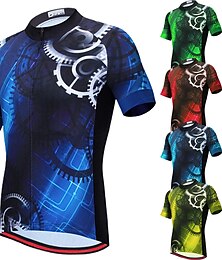 voordelige -Voor heren Wielrenshirt Korte mouw Fietsen Shirt Kleding Bovenlichaam met 3 achterzakken Bergracen Wegwielrennen Ademend Sneldrogend Vochtregelerend Reflecterende strips Rood Blauw Hemelsblauw