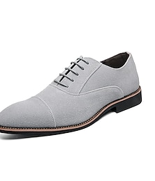 cheap -Men's Oxfords Derby Shoes Suede Shoes British Style Plaid Shoes Comfort Shoes Casual British Daily Office & Career Suede Lace-up Black Gray Spring Fall