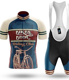 cheap -21Grams Men's Cycling Jersey with Bib Shorts Short Sleeve Mountain Bike MTB Road Bike Cycling Black Red Royal Blue Graphic Bike Clothing Suit 3D Pad Breathable Moisture Wicking Quick Dry Back Pocket