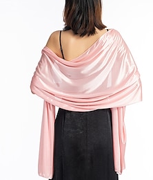 billige -kvinders imiteret silke gennemsigtigt tørklæde kappe ensfarvet langt sjal wrap til bryllupsfest elegant gnistre & glans brudepige tørklæde