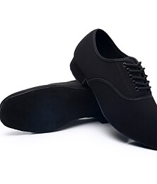 baratos -Homens Sapatos de Dança Latina Dança de Salão Praticar tênis de dança para treinar Sapatos de Personagem Interior Profissional Salto Baixo Dedo Fechado Com Cadarço Adulto Preto