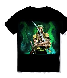 billige -One Piece Roronoa Zoro T-skjorte Tegneserie Manga Animé 3D Harajuku Graphic Kawaii Til Par Herre Dame Voksne Tilbake til Skolen 3D-utskrift