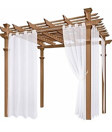 cheap -Waterproof Semi Sheer Curtains White Indoor Outdoor for Wedding Patio Grommet Curtain for Wedding Bedroom, Living Room, Porch, Pergola, Cabana, 1 Panel