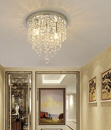 abordables -Luz de techo de 30 cm, candelabro de cristal led, luz de pasillo, luz de pasillo de entrada, galvanizada, moderna, 220-240v