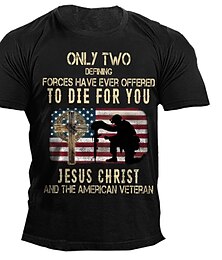 baratos -Homens Gráfico Letra Bandeiras Camiseta Manga Curta Camiseta Impressão 3D Gola Redonda Camisa Moda Clássico Confortável Ao ar livre Casual Diário Preto Azul Roxo Verão Roupa S M L XL 2XL 3XL 4XL