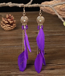cheap -Women's Drop Earrings Geometrical Feather Stylish Simple Boho Earrings Jewelry White / Black / Purple For Party Holiday 1 Pair