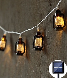 זול -אורות קישוט שמש חיצוניים led רטרו מנורת שמן צורת מחרוזת אורות 5m 20leds חג המולד בית קישוט חיצוני מקורה