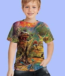 cheap -Boys 3D Animal Dinosaur T shirt Short Sleeve 3D Print Summer Spring Active Sports Fashion Polyester Kids 3-12 Years Outdoor Daily Indoor Regular Fit