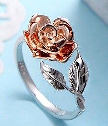 billige -høst giftering fest geometrisk sølvlegering blomst enkel elegant 1 stk kvinners åpen ring bryllupsgave justerbar vikle åpne ringer rose blomst ring for kvinner