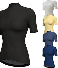 baratos -Mulheres Camisa para Ciclismo Côr Sólida Manga Curta Moto Camisa / Roupas Para Esporte Blusas com 3 bolsos traseiros Ciclismo de Montanha Ciclismo de Estrada Secagem Rápida Tiras Refletoras Bolso