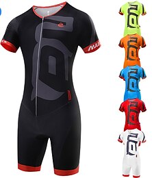 halpa -Malciklo Miesten Pyöräily jersey Triathlon Tri -puku Lyhythihainen triatlon Valkoinen Musta Oranssi Pyörä Liikunta-asut UV-vastustuskykyinen Nopea kuivuminen Hengittävä Anatominen tyyli / Spandex