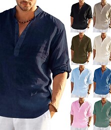 abordables -Hombre Camisa para senderismo Camiseta henley Camiseta Al aire libre Secado rápido Ligero Reductor del Sudor Transpirable Verano Primavera Algodón y lino Bleu Ciel Azul marinero Azul vaquero Pesca