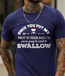 cheap -Once You Put My Meat In Your Mouth 'Re Going To Swallow T-Shirt Mens 3D Shirt For Barbecue | Black Summer Cotton | Letter Tee Casual Style Men'S Graphic Blend Sports Lightweight Short