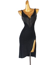 abordables -Danse Latine Robe Cristaux / Strass Femmes Performance Entraînement Sans manches Spandex