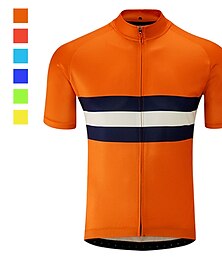 preiswerte -Herren Radtrikot fahrradbekleidung Fahrradtrikot Kurzarm Fahhrad Trikot Shirt mit 3 Gesäßtaschen MTB Mountain Rennrad UV-beständig Atmungsaktiv Schnelltrocknend Reflexstreiffen Schwarz / Orange Gelb