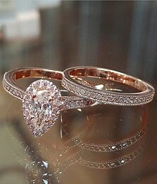 abordables -bague en alliage d'or rose croix goutte élégante artistique luxe 1pc aaa zircone cubique / femme / mariage / cadeau / robe quotidienne pour impressionner 2025