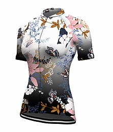 abordables -Femmes Maillot de cyclisme Motif Floral Manche Courte Cyclisme Maillot Top avec 3 poches arrière VTT Vélo tout terrain Cyclisme sur route Séchage Rapide Bandes réfléchissantes Poche Arrière