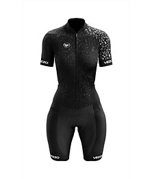 cheap -Women's Triathlon Tri Suit Short Sleeve Mountain Bike MTB Road Bike Cycling Black Bike Clothing Suit Breathable Quick Dry Sweat wicking Polyester Sports Clothing