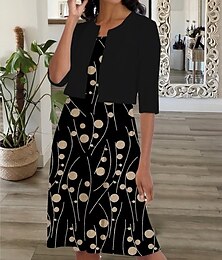 ieftine -Pentru femei Set de rochii Rochie din Două Piese Rochie bisericească Rochii Midi Negru Manșon Jumate Buline Zdrobit Vară Primăvară Stil Nautic Casual 2023 S M L XL XXL 3XL