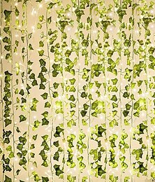 abordables -12pack artificielle lierre guirlande fausses plantes 25.6m 84ft vigne guirlande suspendue avec 120led guirlande lumineuse suspendue pour la maison cuisine jardin bureau mariage décoration murale