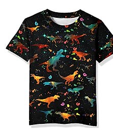 halpa -Poikien 3D Eläin Dinosaurus T-paita Lyhythihainen 3D-tulostus Kesä Kevät Aktiivinen Urheilu Muoti Polyesteri Lapset 3-12 vuotta ulko- Päivittäin Sisällä Normaali