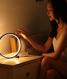 economico -lampada da tavolo a led dimmerabile touch camera da letto lampada da scrivania circolare soggiorno nero/bianco lampada da comodino dimmerabile alimentata usb luce notturna rotonda per illuminazione