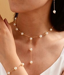 abordables -Nuptiales Parures 3 pièces Acier inoxydable 1 Collier 1 Bracelet Boucles d'Oreilles Femme Le style mignon Personnalisé à la mode Le style rétro Attrape Rêve Irrégulier Parure de Bijoux Pour Noël