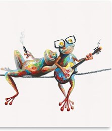 abordables -Peinture à l'huile Hang-peint Peint à la main Carré Animaux Moderne Toile étirée / Toile tendue