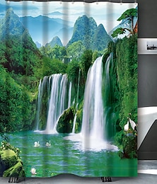 cheap -The View OF Waterfall Bathroom  Shower Curtain  Casual Polyester New Design