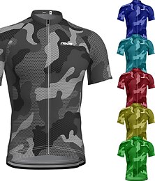 cheap -21Grams Men's Cycling Jersey Short Sleeve Bike Top with 3 Rear Pockets Mountain Bike MTB Road Bike Cycling Breathable Moisture Wicking Quick Dry Reflective Strips Yellow Red Blue Camo / Camouflage