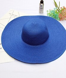 お買い得  -ケンタッキーダービーハット 帽子 麦わら 麦わら帽 日よけ帽 カジュアル 祝日 ビーチ エレガント ビンテージ と フリル ピュアカラー かぶと 帽子