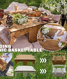economico -tavolo da picnic pieghevole in legno da esterno, tavolo da vino da picnic portatile in legno da esterno pieghevole tavolo da spiaggia snack vassoio di formaggio, per picnic all'aperto sul parco sulla spiaggia o al coperto