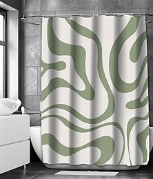 abordables -Cortina de ducha verde salvia para baño, forro impermeable, decoración de baño, tela texturizada, juegos de cortinas de ducha con ganchos, lavable a máquina