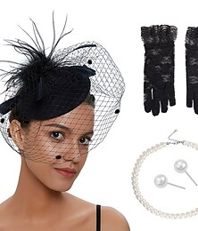 abordables -Élégant accessoire Chapeau Fascinator Fascinateur Déguisement Femmes Mascarade Fête / Soirée Enterrement de Vie de Jeune Fille Adulte Gants Boucles d'oreilles Collier
