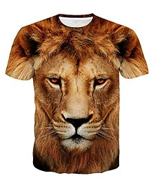 abordables -Garçon 3D Animal Lion T-shirt Manche Courte 3D effet Eté Printemps Actif Sportif Mode Polyester Enfants 3-12 ans Extérieur du quotidien Standard