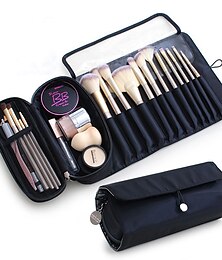 halpa -Portable Makeup Brush Organizer Makeup Brush Bag for Travel Can Hold 20 Brushes Cosmetic Bag Makeup Brush Roll Up Case Pouch Holder for Woman(Only Bag)