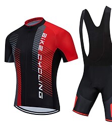 abordables -Hombre Maillot de ciclismo con culotte corto con tirantes Manga Corta MTB Bicicleta Montaña Ciclismo Carretera Amarillo Rojo Azul Piscina Rayas Bicicleta Trajes de Yoga Almohadilla 3D Transpirable