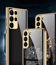 cheap -Phone Case For Samsung Galaxy S23 Ultra Plus S22 S21 Plus Ultra Back Cover Fashion Plating Shockproof Animal Wood Grain Geometric Pattern Tempered Glass PC