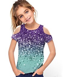 abordables -Fille 3D Dégradé T-shirt Manche Courte 3D effet Eté Printemps Actif Mode Le style mignon Enfants 3-12 ans Extérieur du quotidien Standard