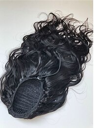 cheap -Human Hair Drawstring Ponytail For Black Women 8A Brazilian Virgin Natural Wave Clip In Ponytail Extension One Piece Human Hair Pieces Natural Black